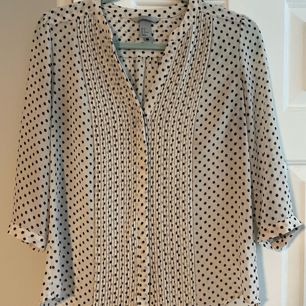 H&M Black and White Polka Dot Blouse